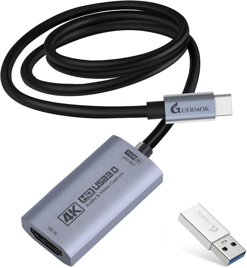 Guermok Switch Capture Card, Stream and Record in 4K@60FPS, 1080P@240FPS, 3.3ft, USB3.0 HDMI to USBC Video Capture Card for Streaming, Works with iPad, Switch 2/1, PS5/4, Quest 3/Mac/PC/OBS/Xbox - Image 1